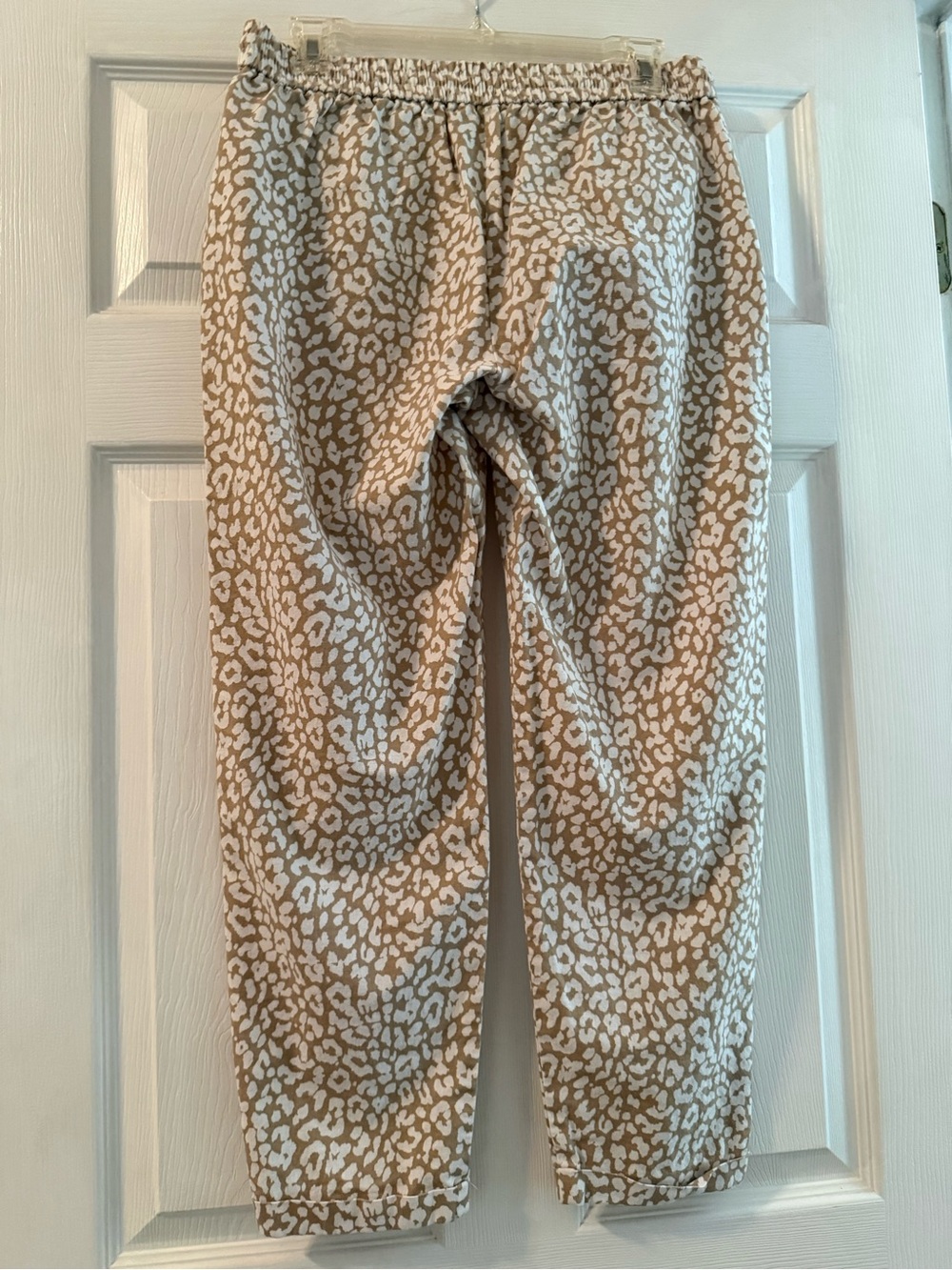 J Crew Beige and White Leopard Print Elastic Waist Pants size 6 - Picture 2 of 12